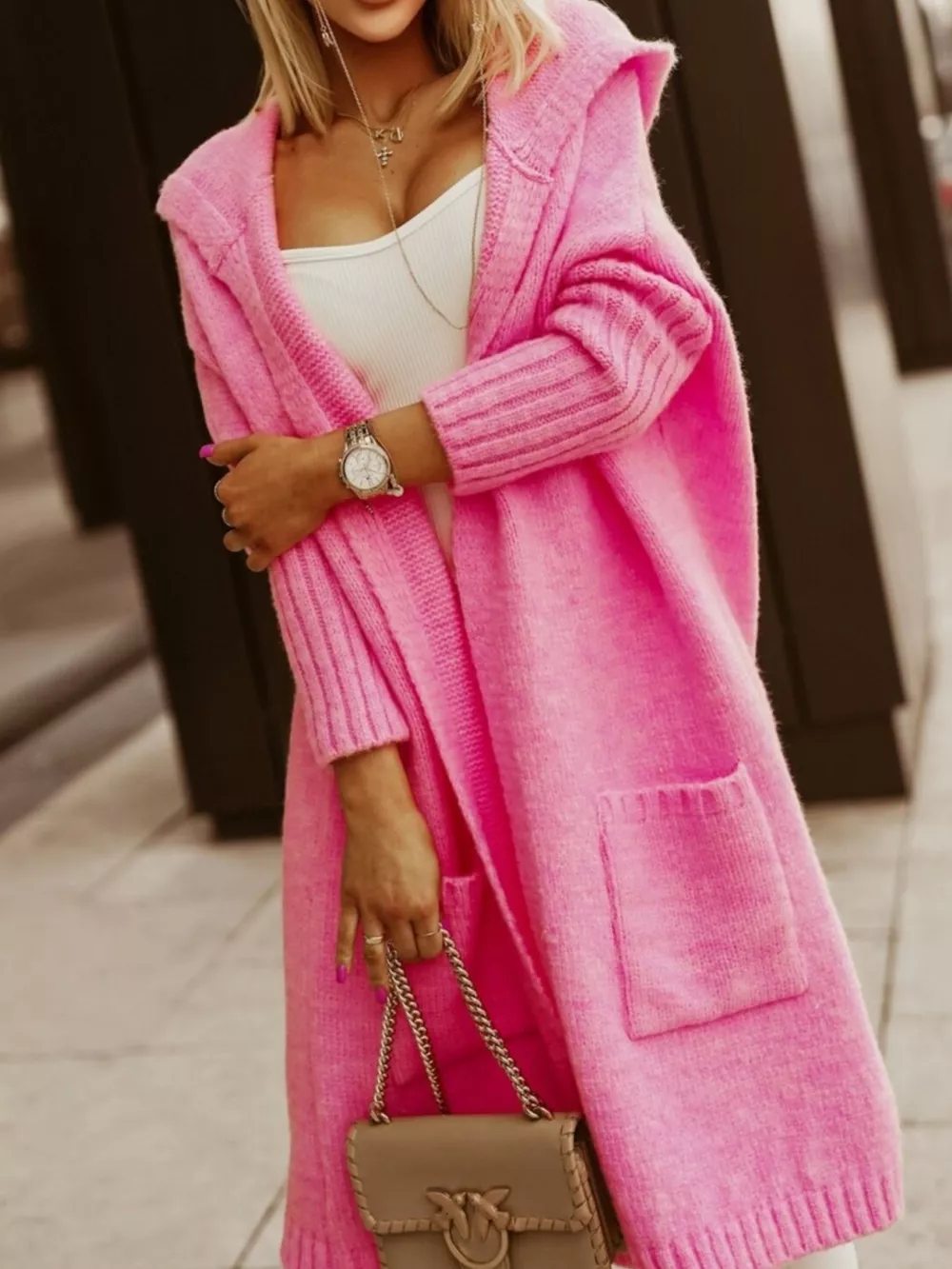Full Size Hooded Knit Open Front Cardigan Plus Size, image 13