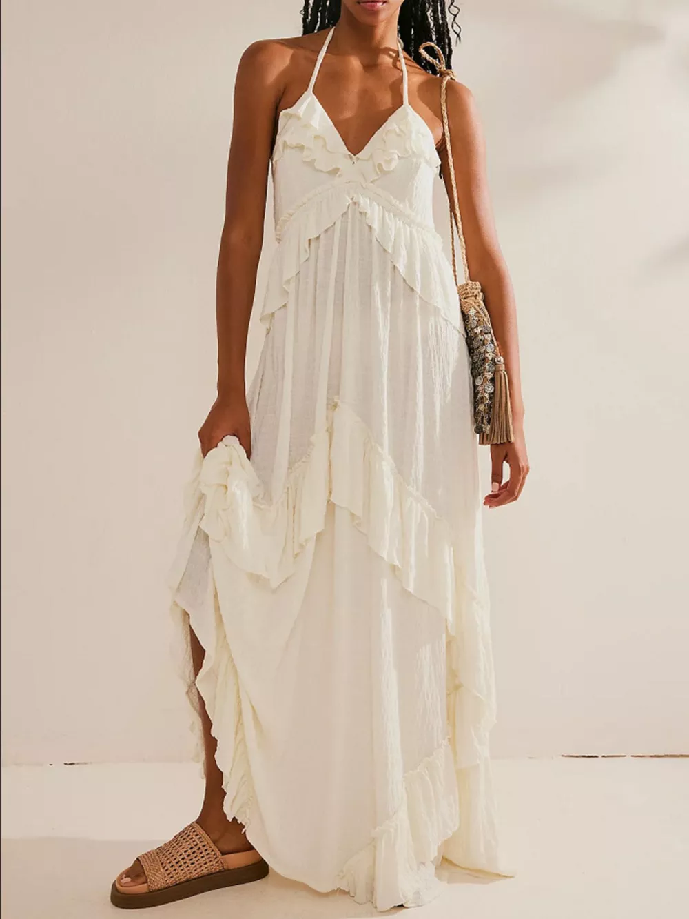 Ruffled Halter Neck Maxi Dress, image 25