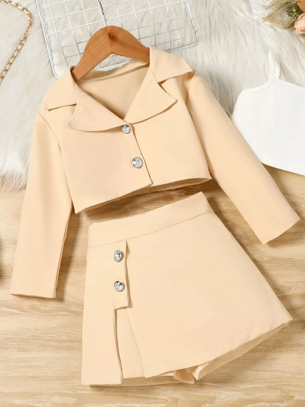Children's Cami & Long Sleeve Outerwear & Skirt Set
