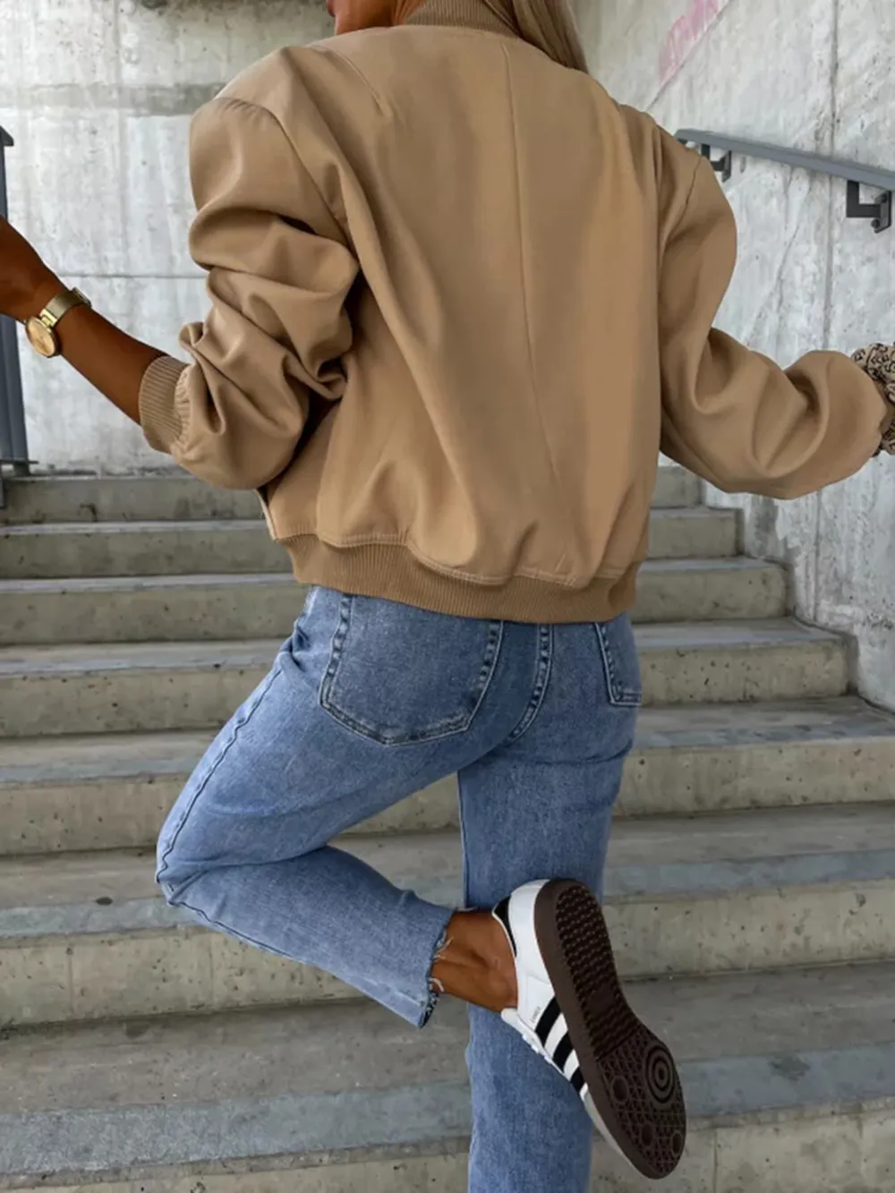 Baseball Collar Dropped Shoulder Jacket, image 13