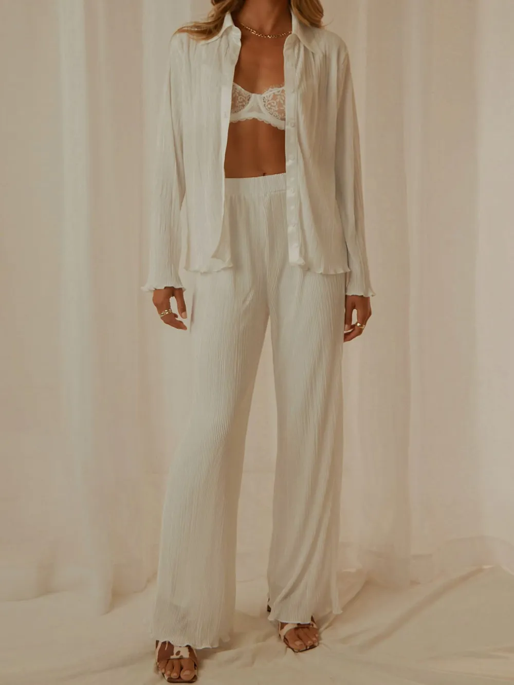 Button Up Long Sleeve Top and Pants Set, image 16