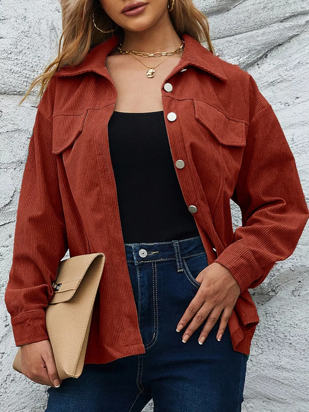 Corduroy Button-Down Shacket, image 7