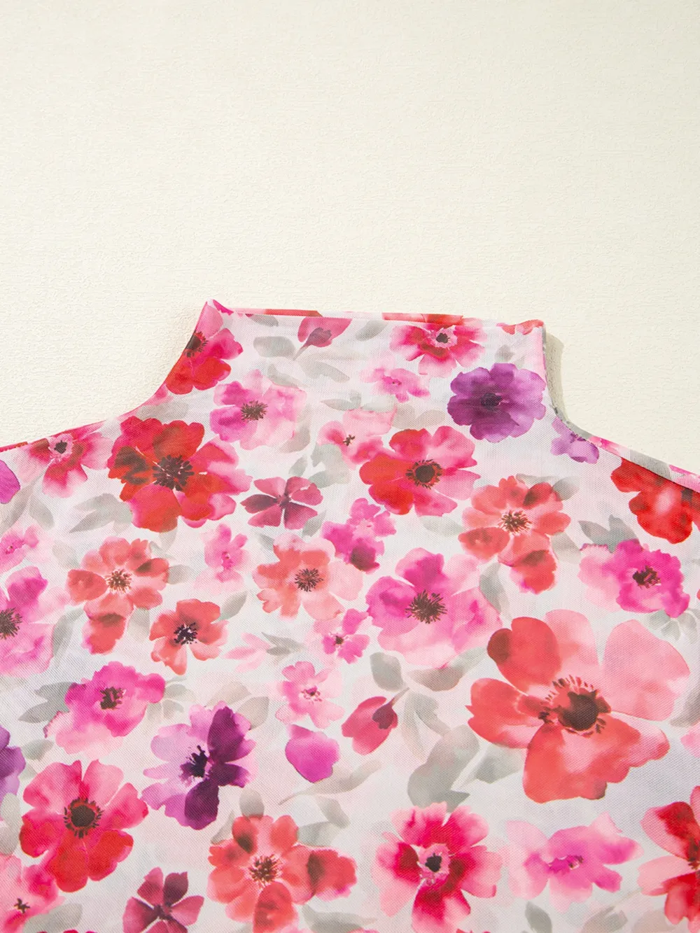 Floral Mesh Long Sleeve Fitted Blouse, image 6
