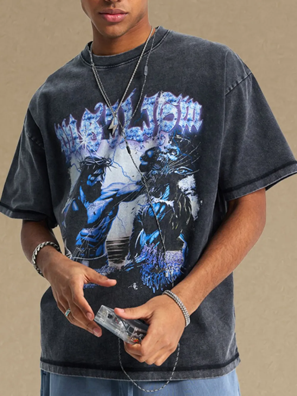 Men's Round Neck Half Sleeve Graphic T-Shirt, image 4