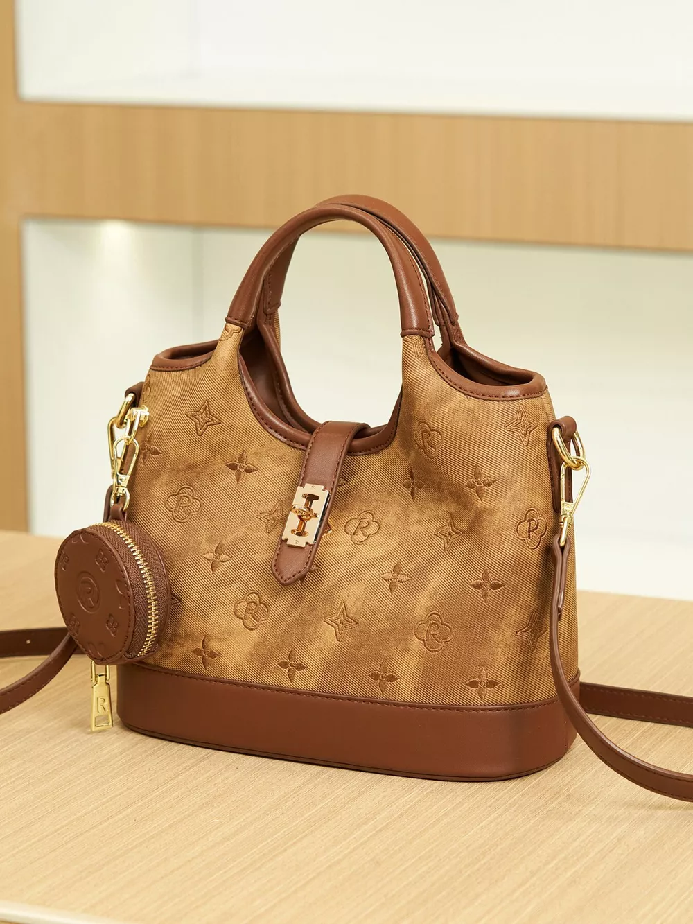 Embossed Crossbody Bag with Detachable Coin Pouch, image 10