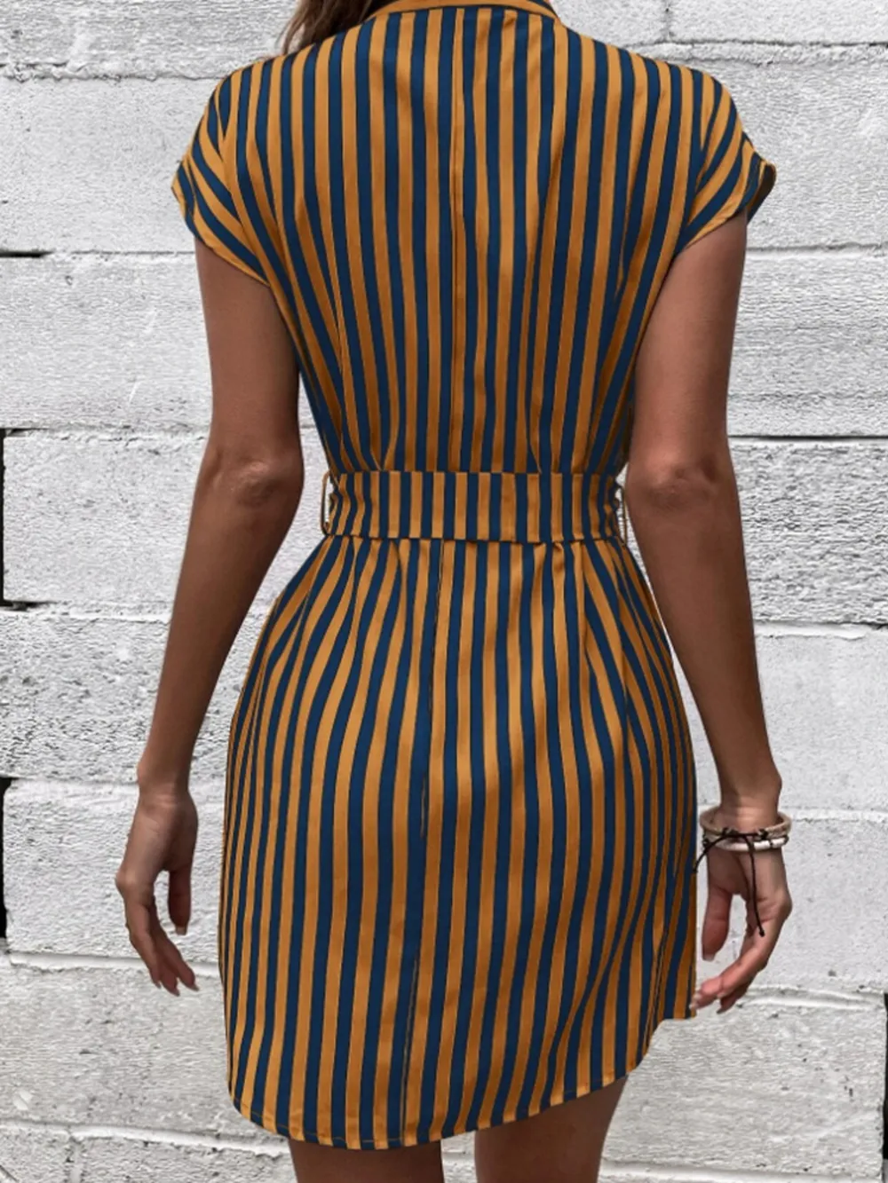 Tied Striped Cap Sleeve Mini Dress, image 9