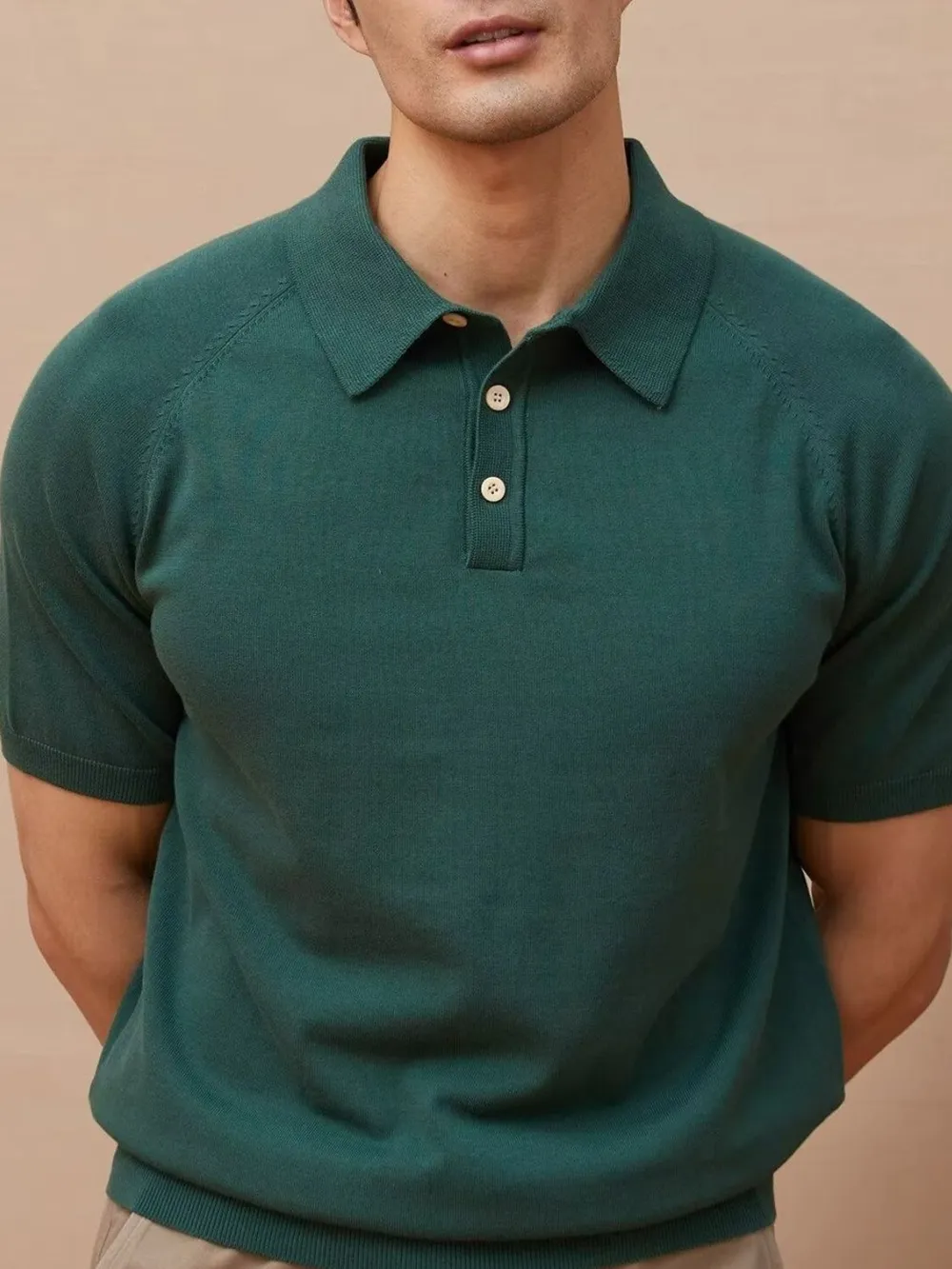 Men's Plus Size Button Detail Short Sleeve Polo, image 2