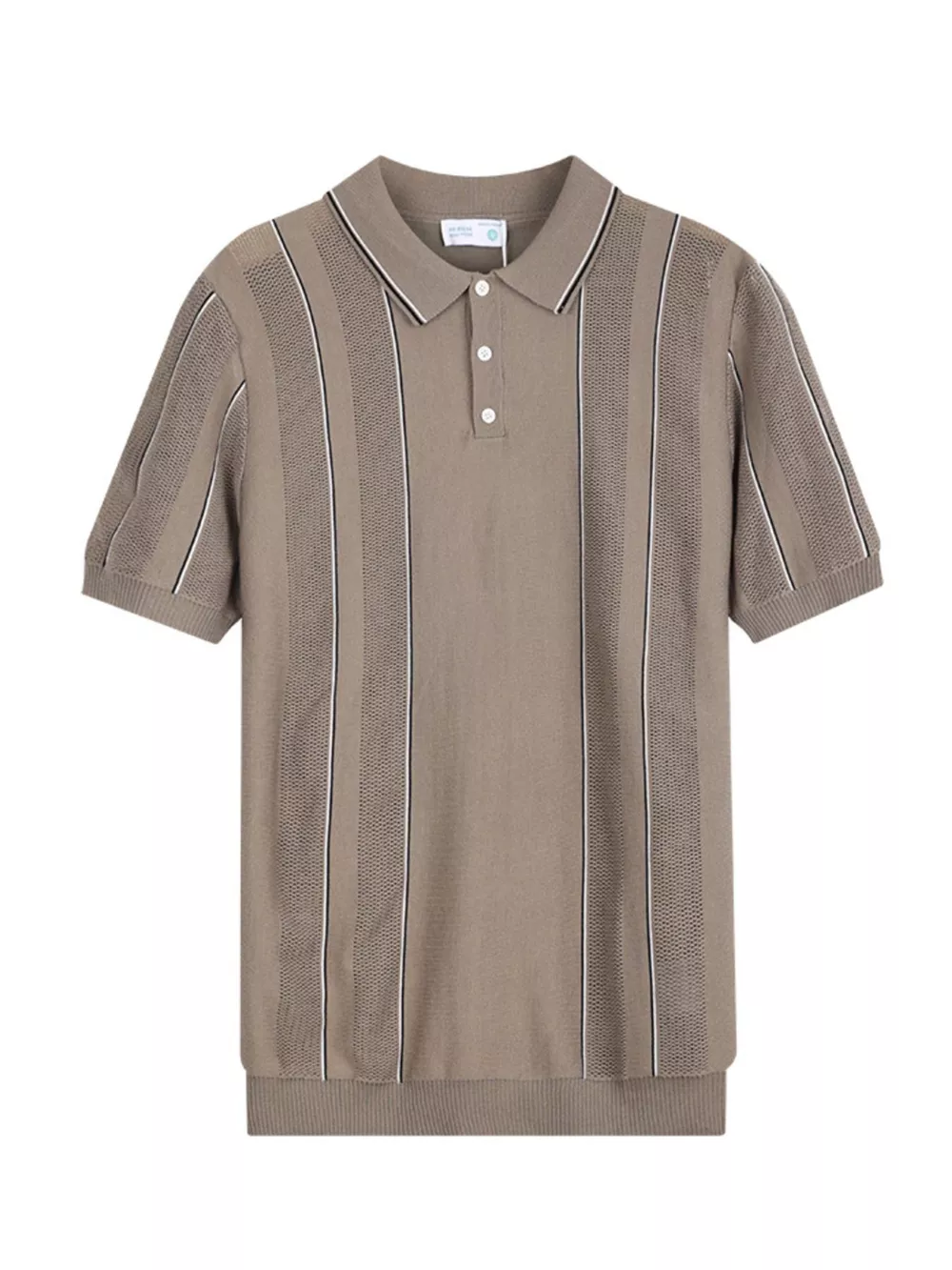 Men's Plus Size Striped Knit Short Sleeve Polo, image 4