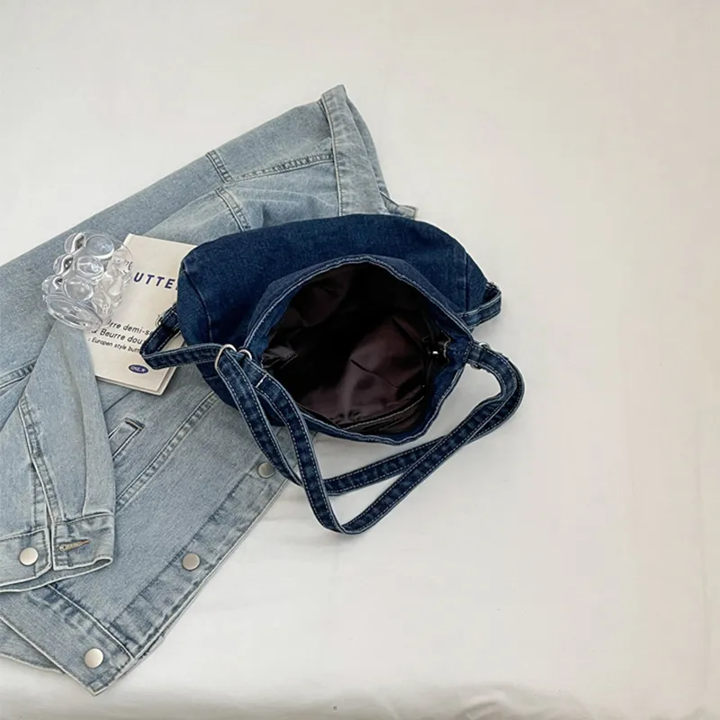 Adjustable Strap Denim Shoulder Bag, image 16