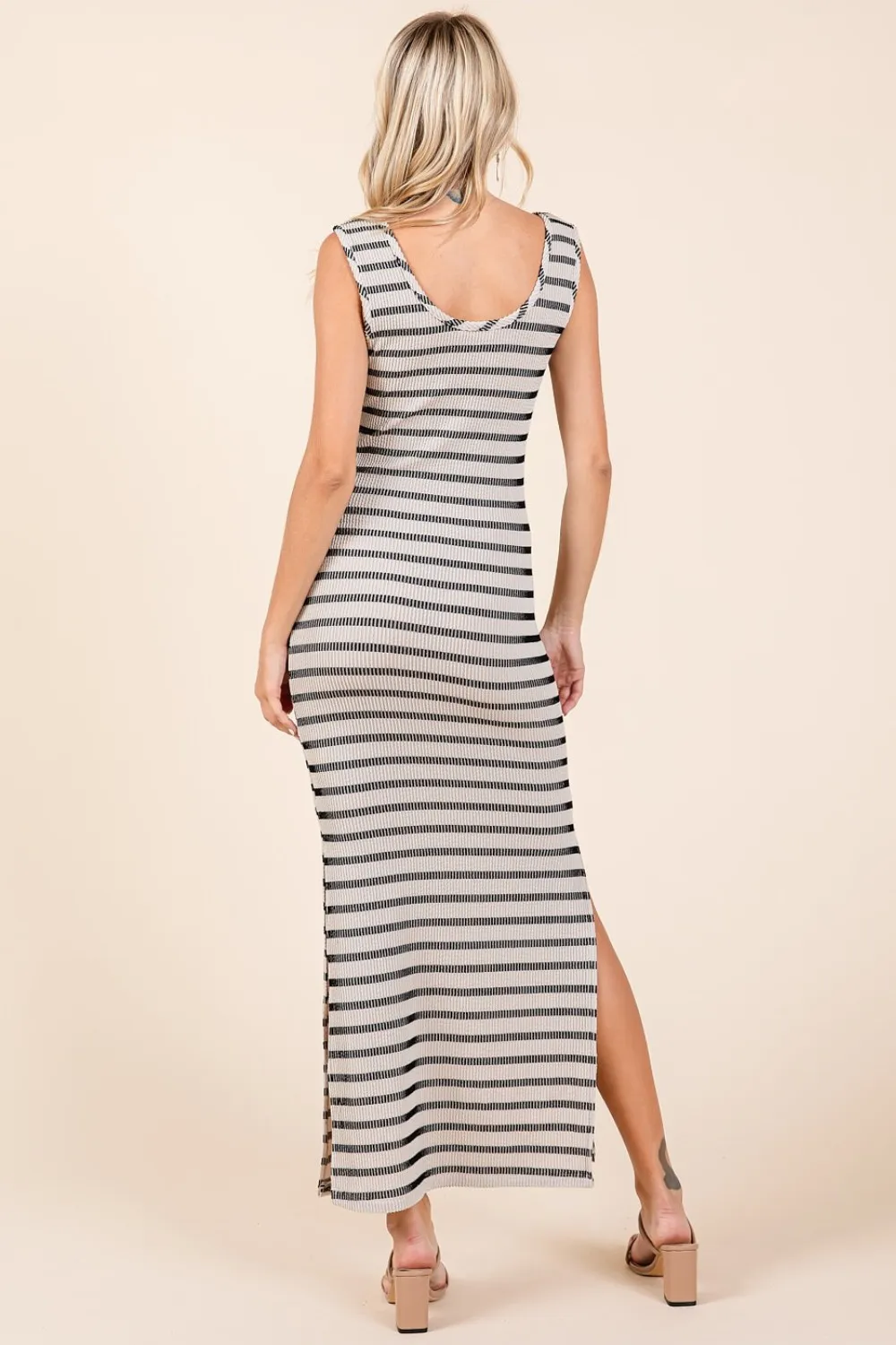 Striped Scoop Neck Sleeveless Maxi Dress, image 2