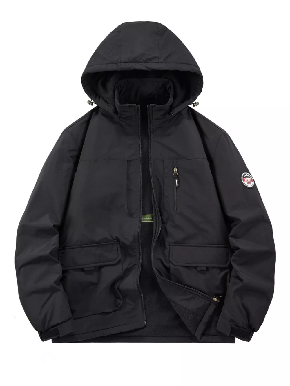 Men's Plus Size Zip Up Hooded Outdoor Jacket