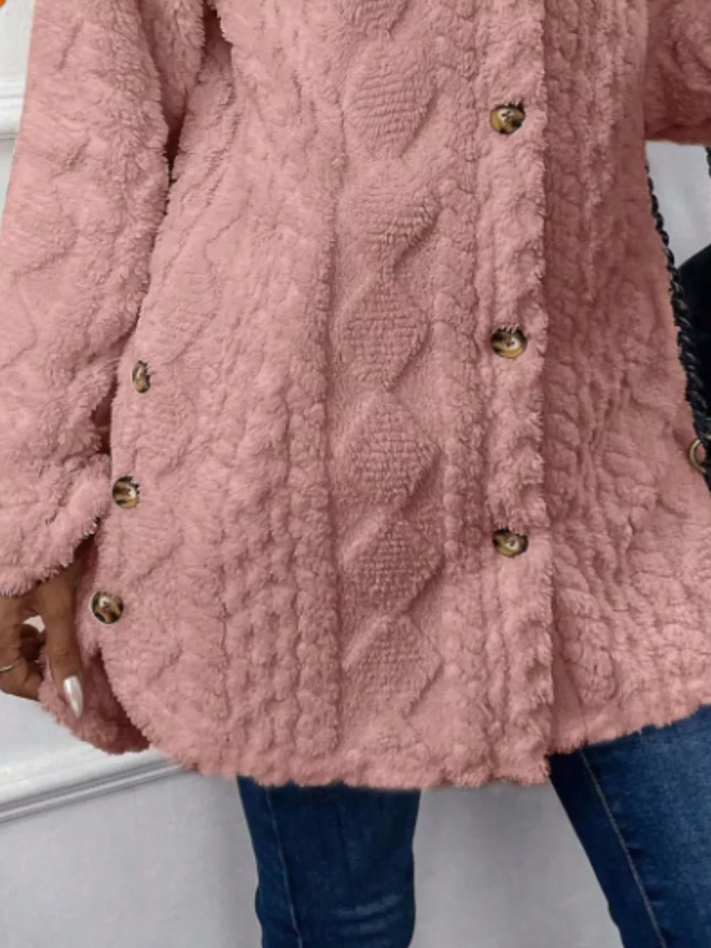 Full Size Button-Down Hooded Outerwear Plus Size, image 6