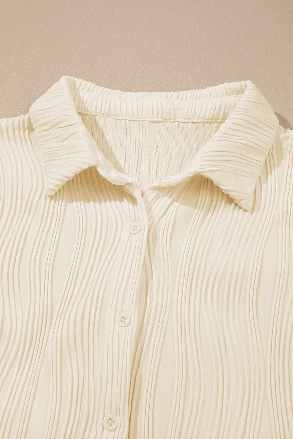 Textured Collared Neck Long Sleeve Shirt, image 8