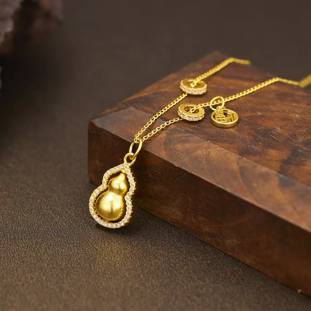 18K Gold-Plated Gourd Pendant Necklace, image 4