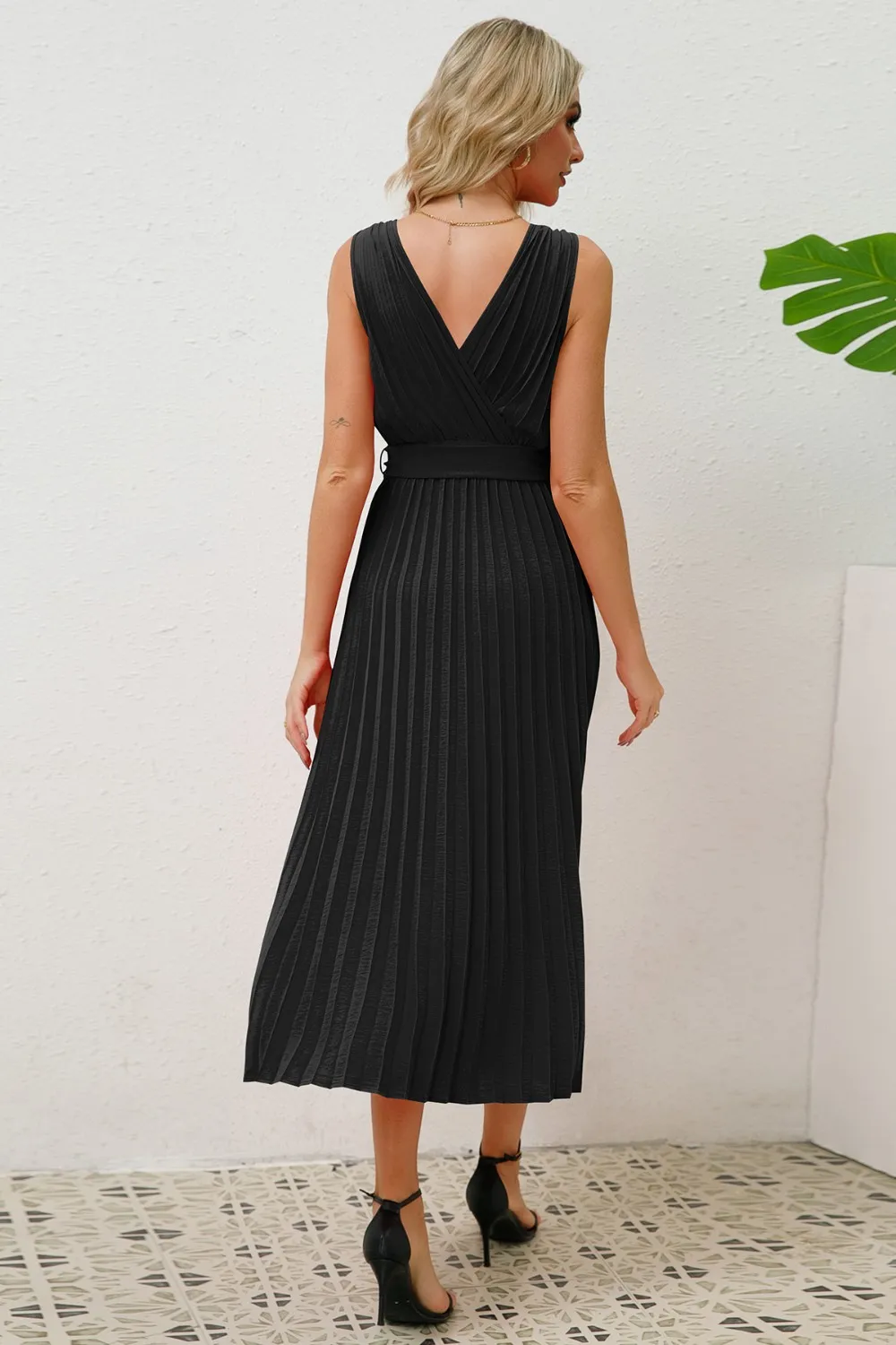 Surplice Sleeveless Midi Pleated Dress, image 8