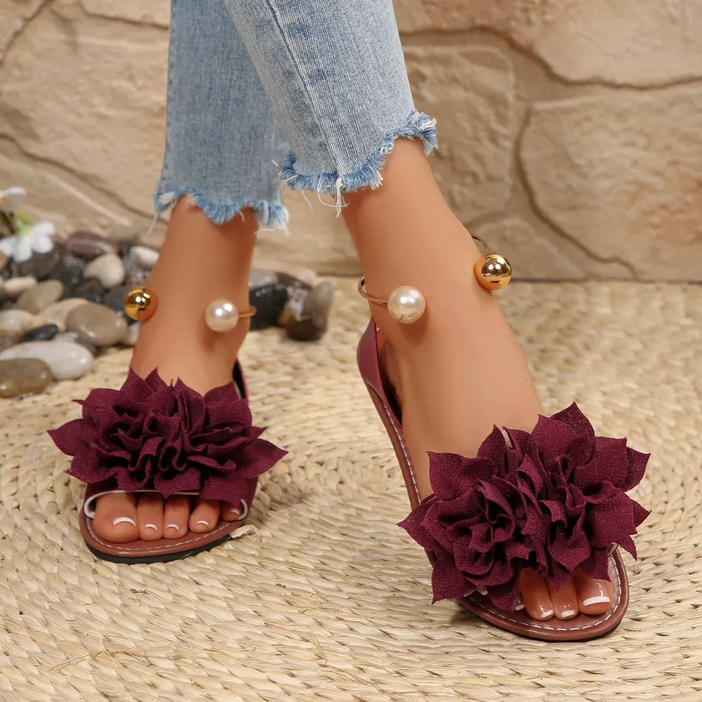 Floral Decor Flat Sandals, image 17