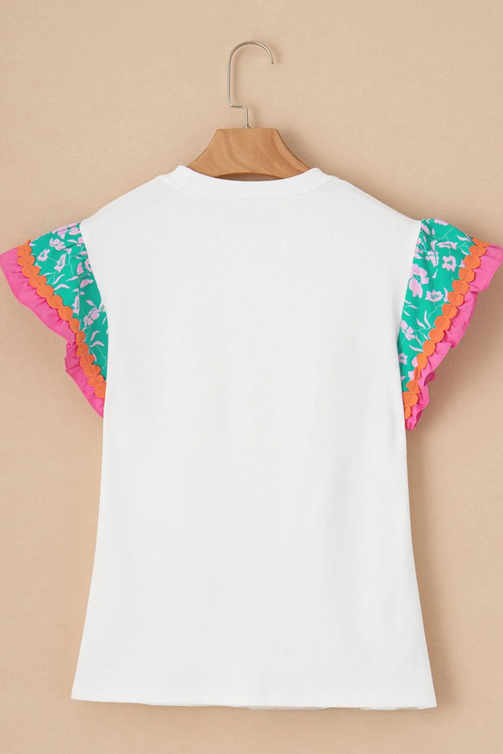 Ruffled Round Neck Cap Sleeve Top, image 11