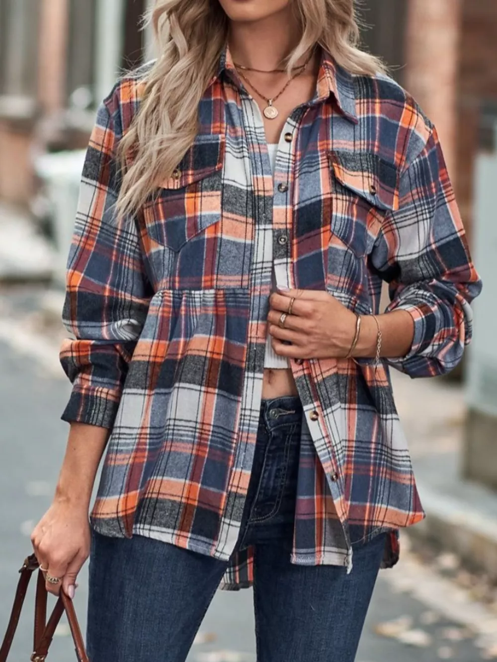 Plaid Button-Down Long Sleeve Shirt, image 3