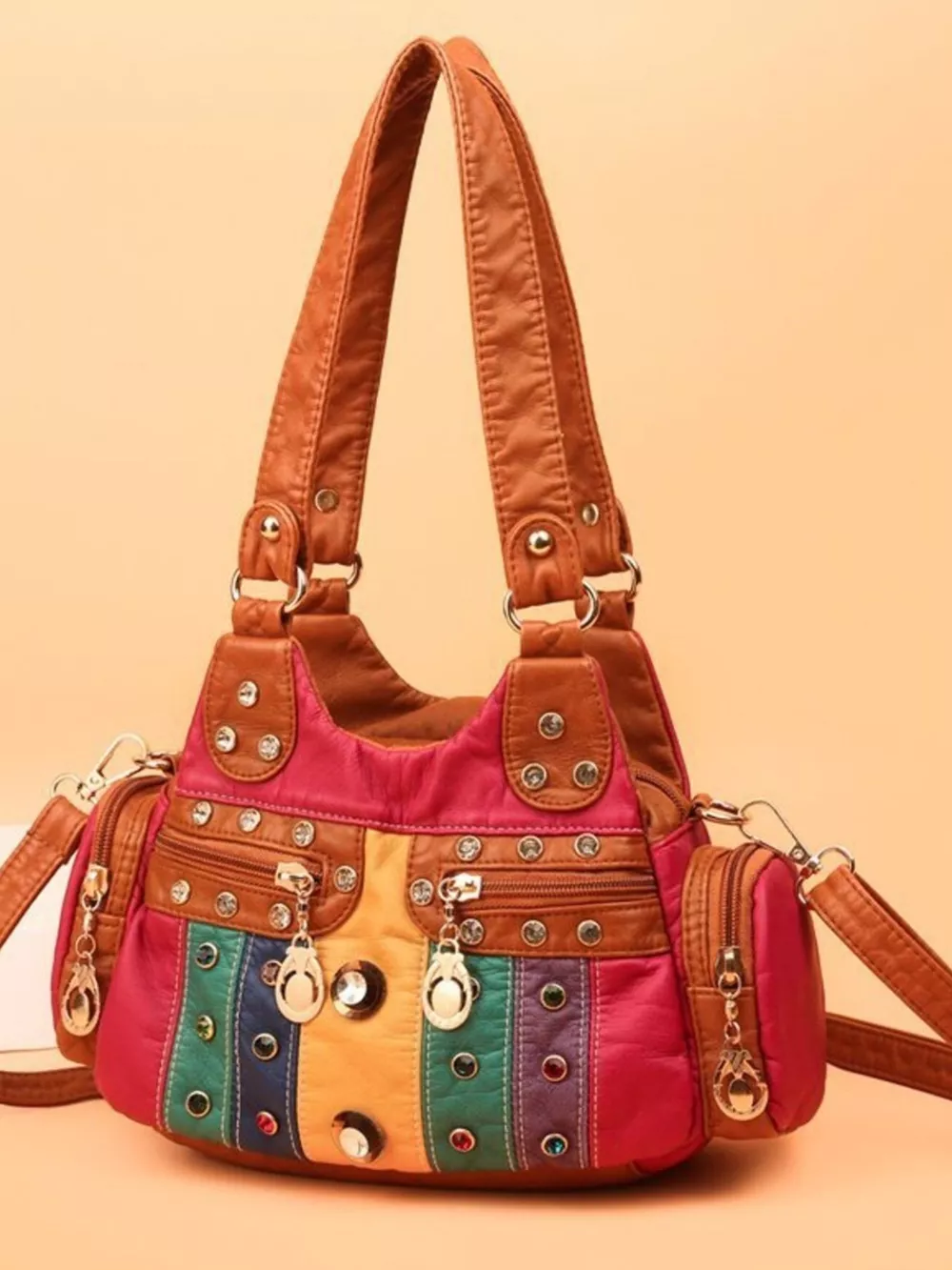 Rivet Decor Multifunctional Crossbody Bag, image 5