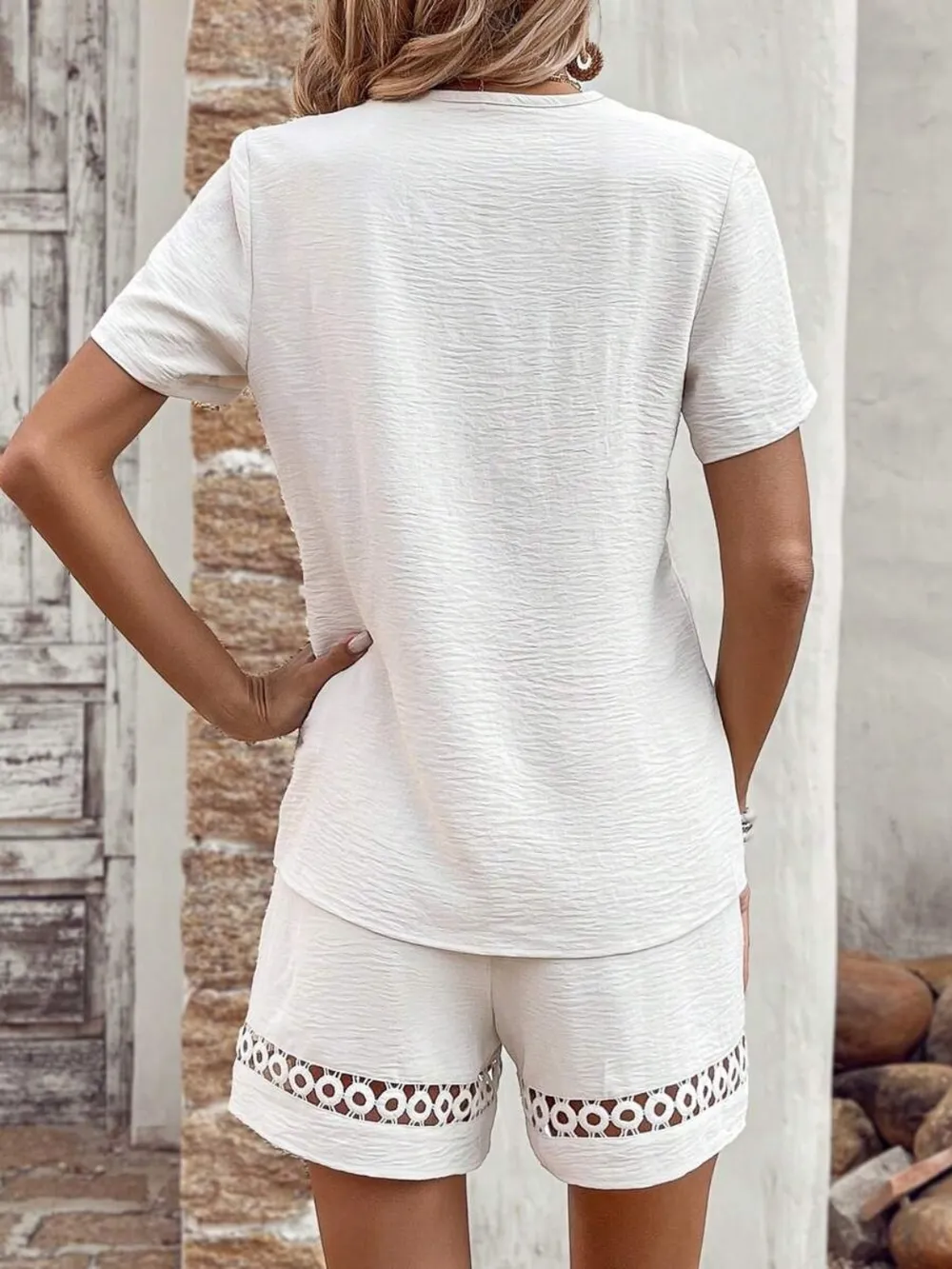 V Neck Short Sleeve Top and Shorts Set, image 9