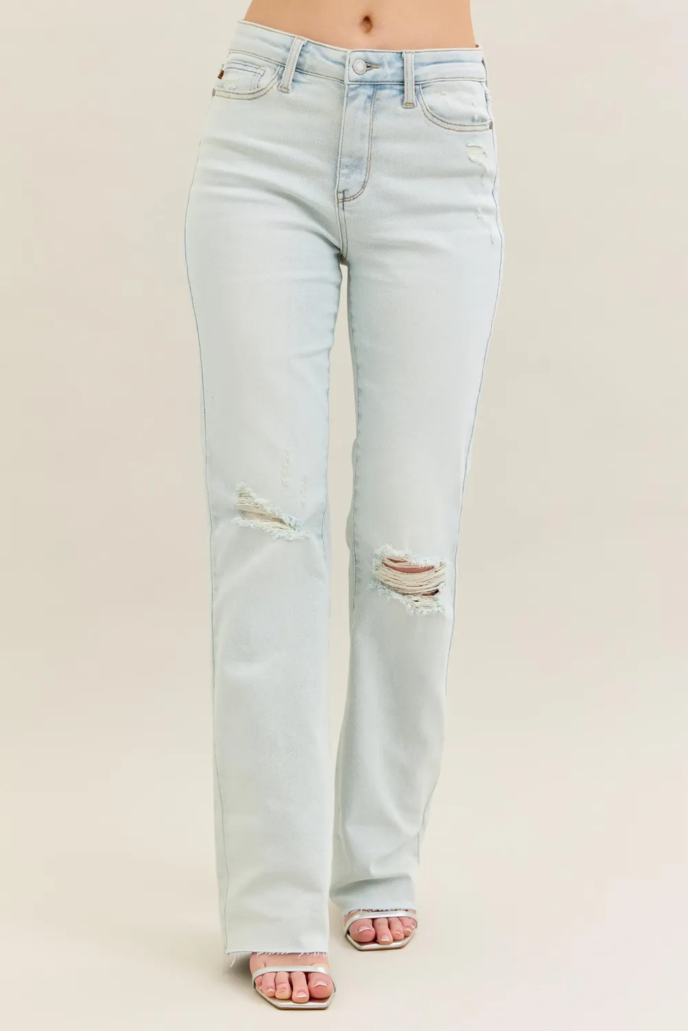 Full Size Destroy & Fray Hem Bootcut Jeans Plus Size