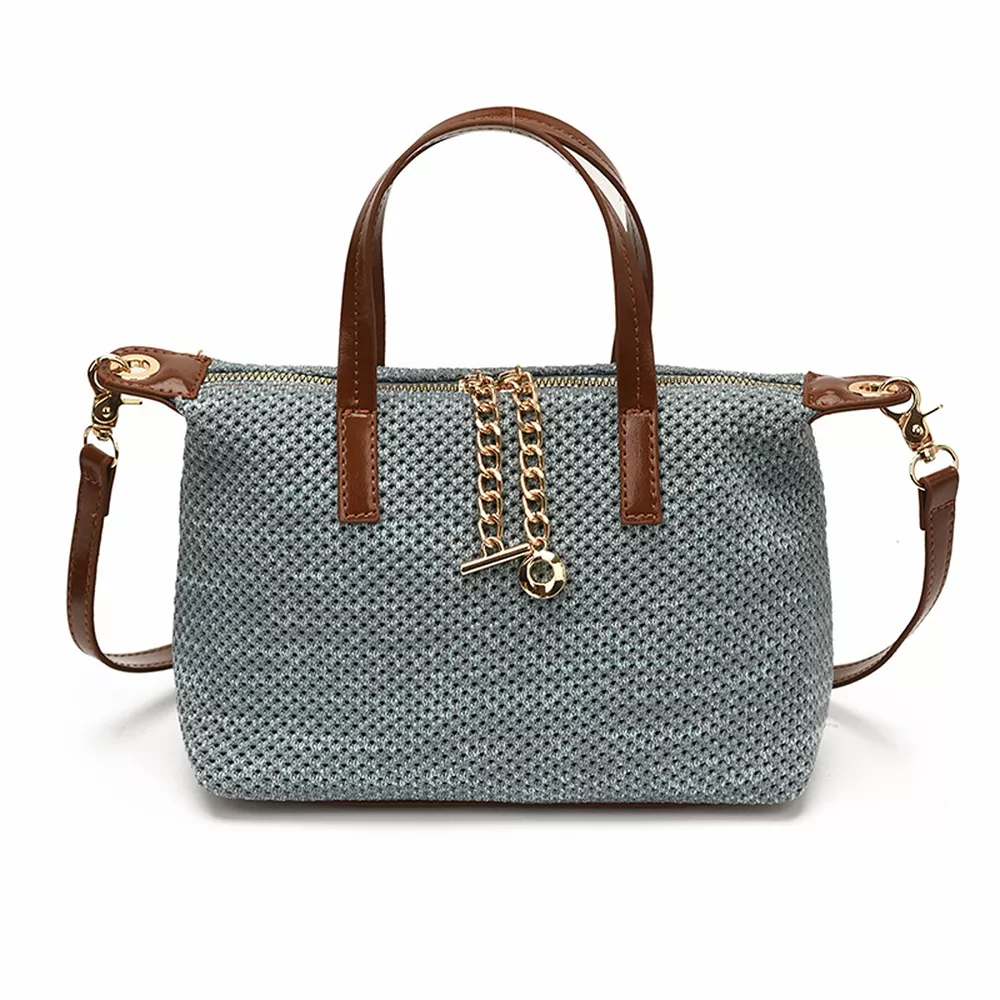 Woven Crossbody Bag with Leather Accents, image 9