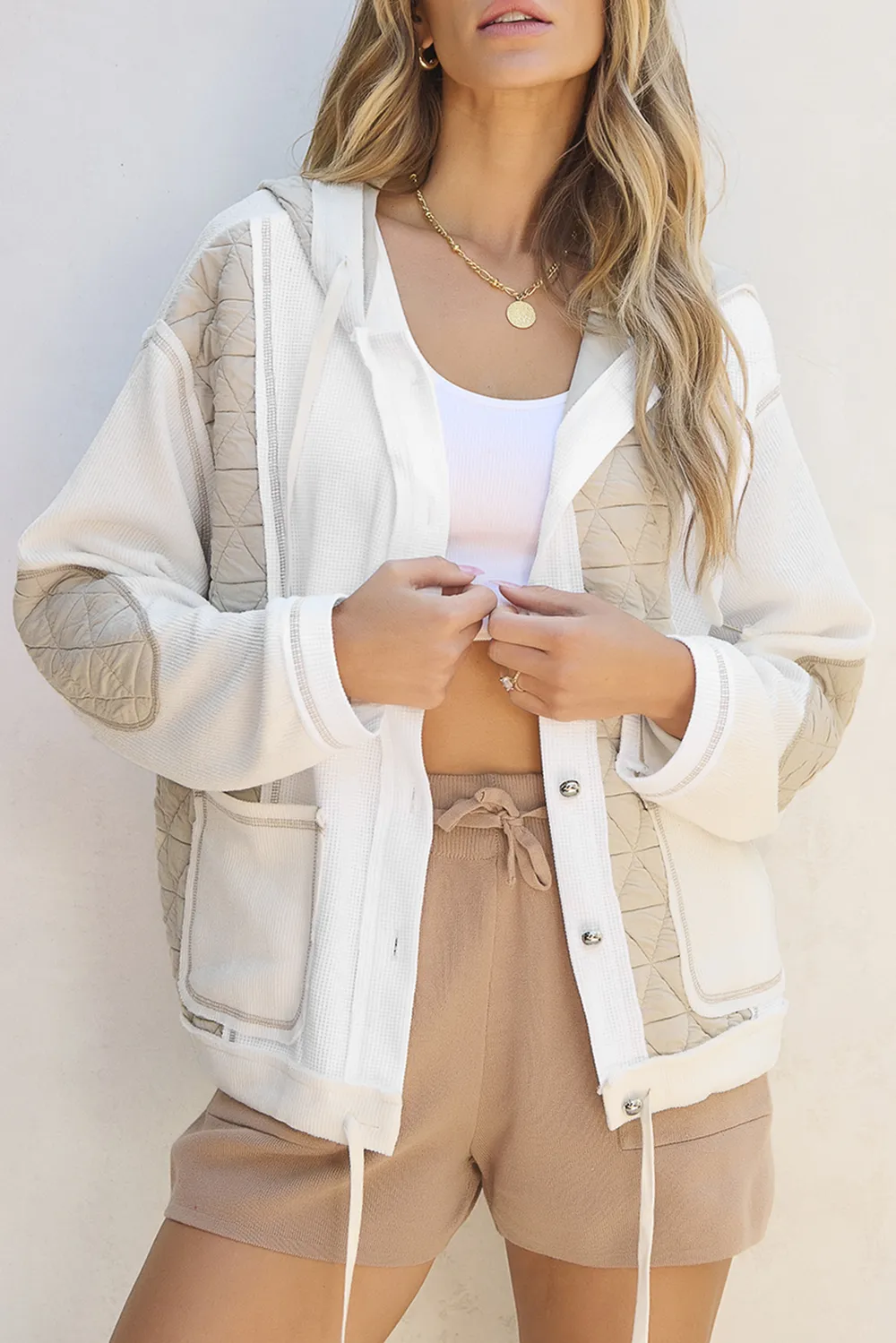 Drawstring Color Block Long Sleeve Jacket, image 8