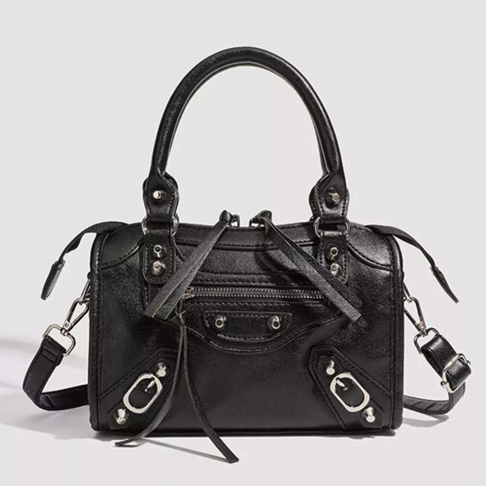 Motorcycle Style Studded Leather Crossbody Bag, image 5
