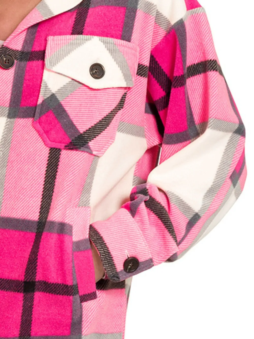 Oversized Plaid Fleece Shacket, image 3