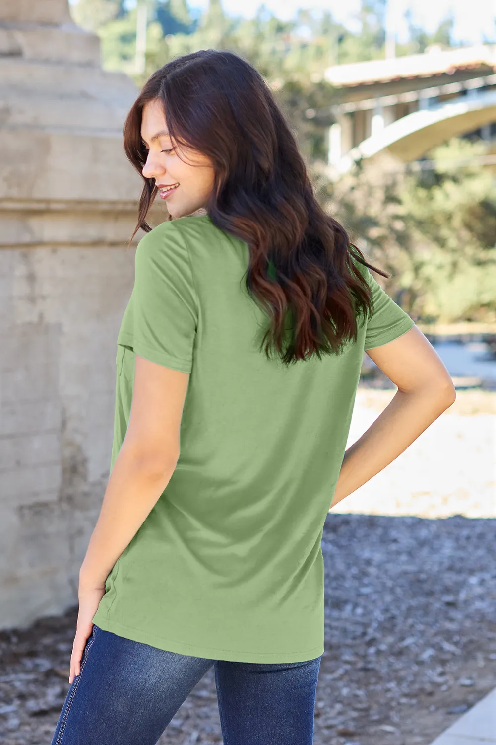 Bamboo Full Size V-Neck Short Sleeve T-Shirt, image 24