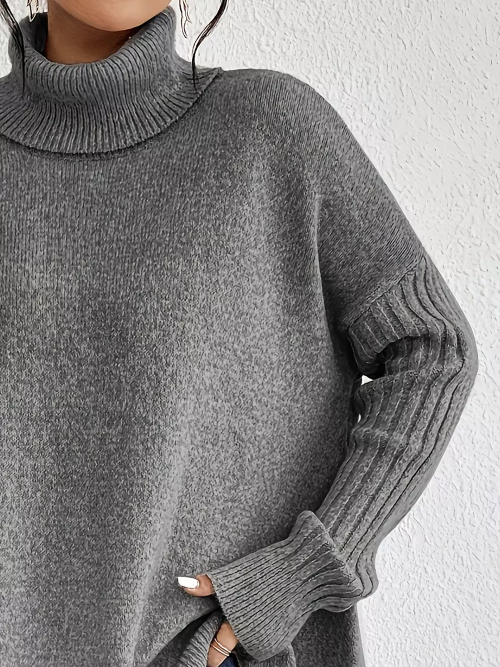 Turtleneck High-Low Hem Sweater, image 5