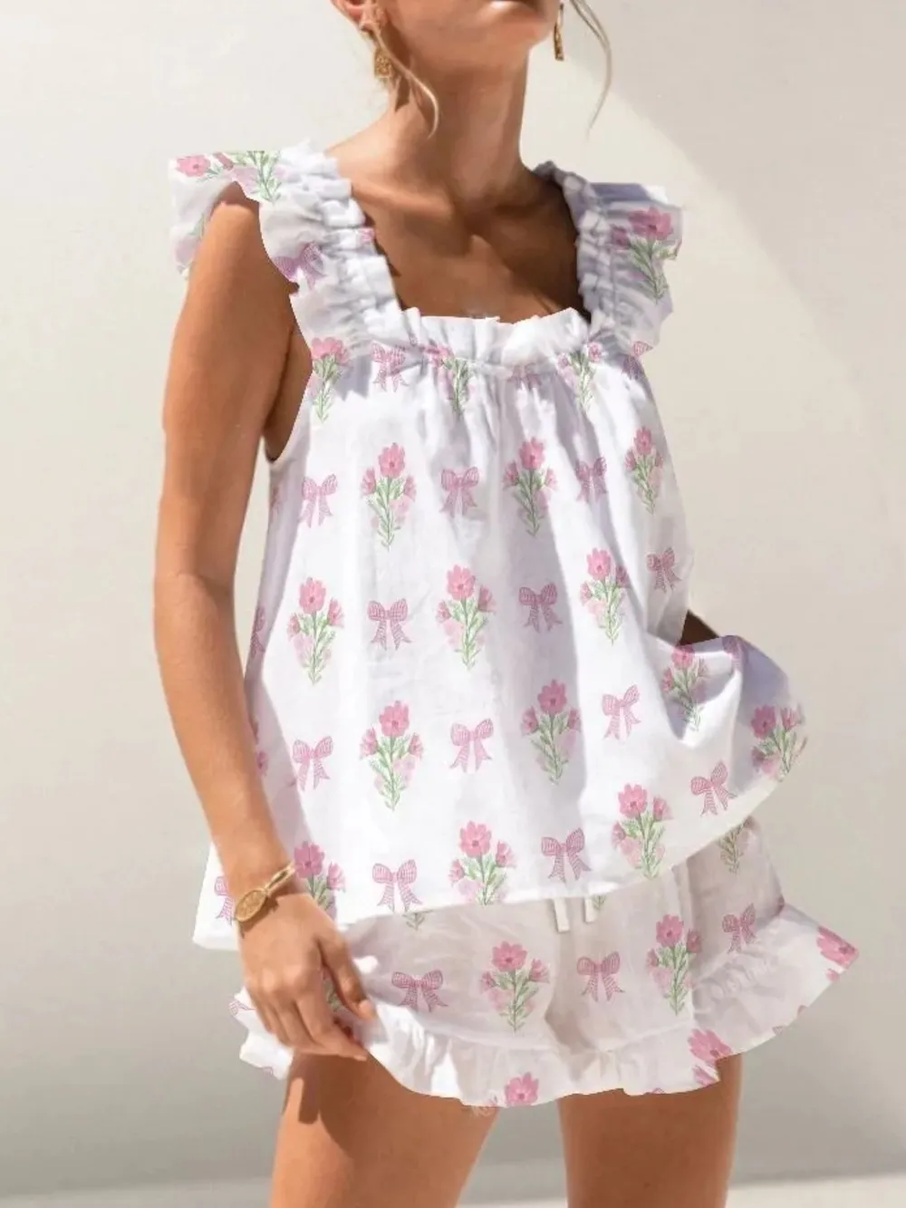 Ruffled Striped Tank and Shorts Set, image 17