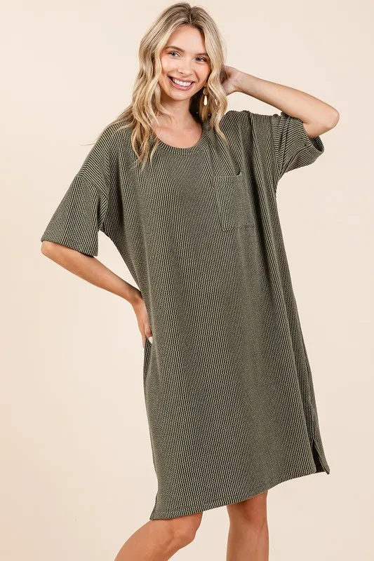 Urban Rib Knit Short Sleeve Tee Dress