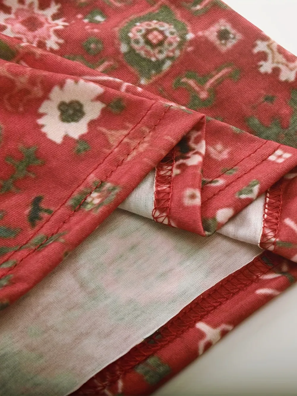 Full Size Printed Notched Short Sleeve Blouse, image 4