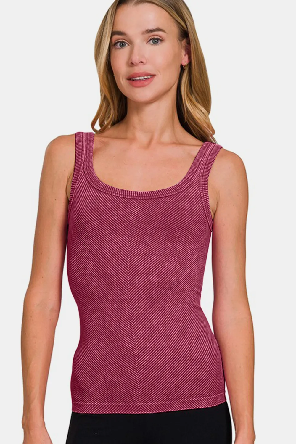 Ribbed Scoop Neck Tank, image 2