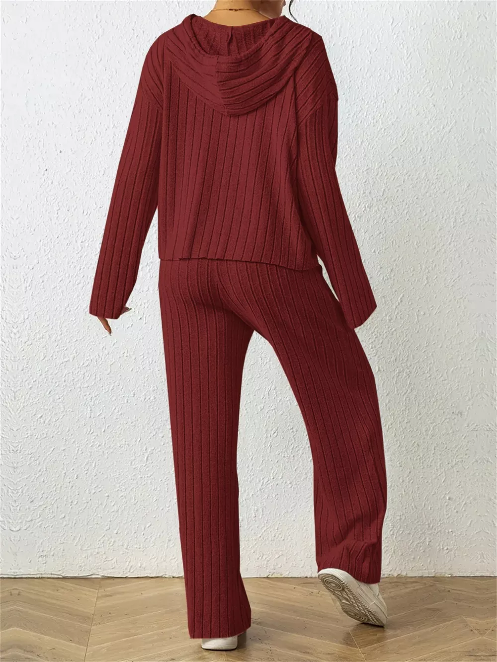 Ribbed Drawstring Hoodie and Pants Set, image 18