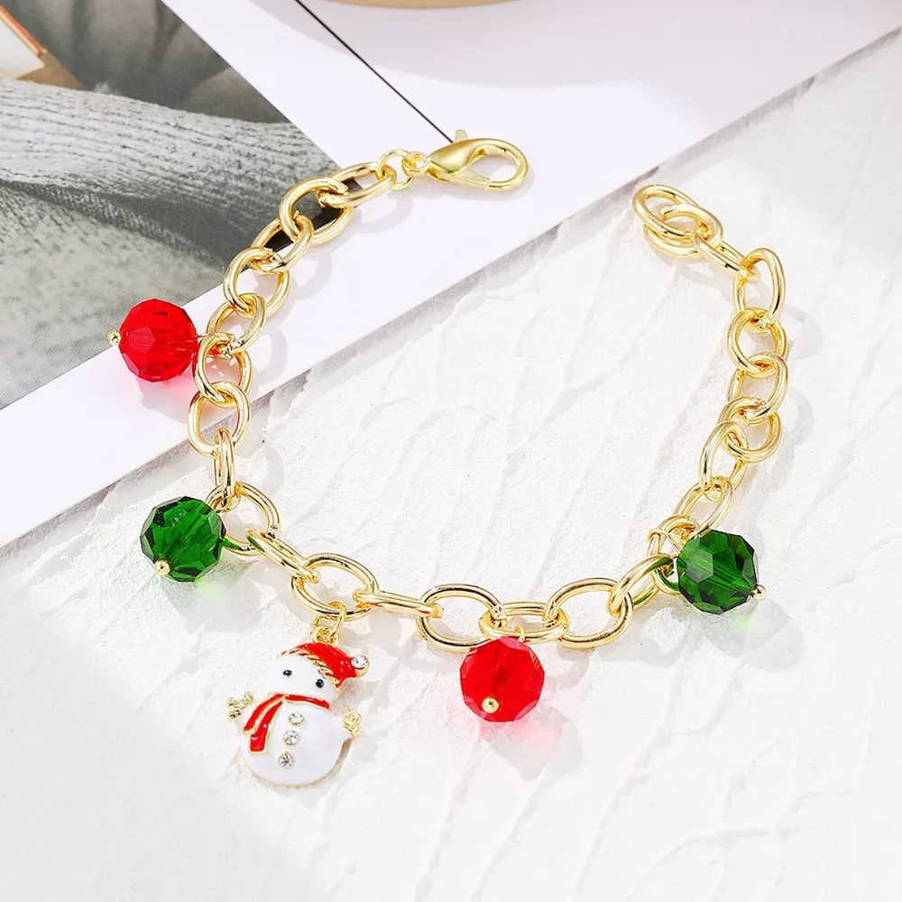 Christmas Santa Snowman Bracelet with Colorful Crystal, image 7