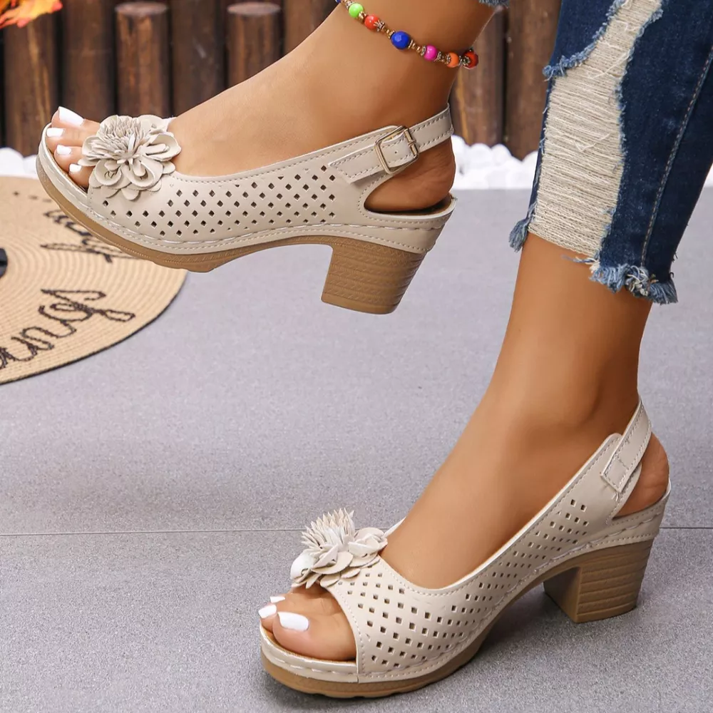 Floral Accent Block Heel Sandals, image 20