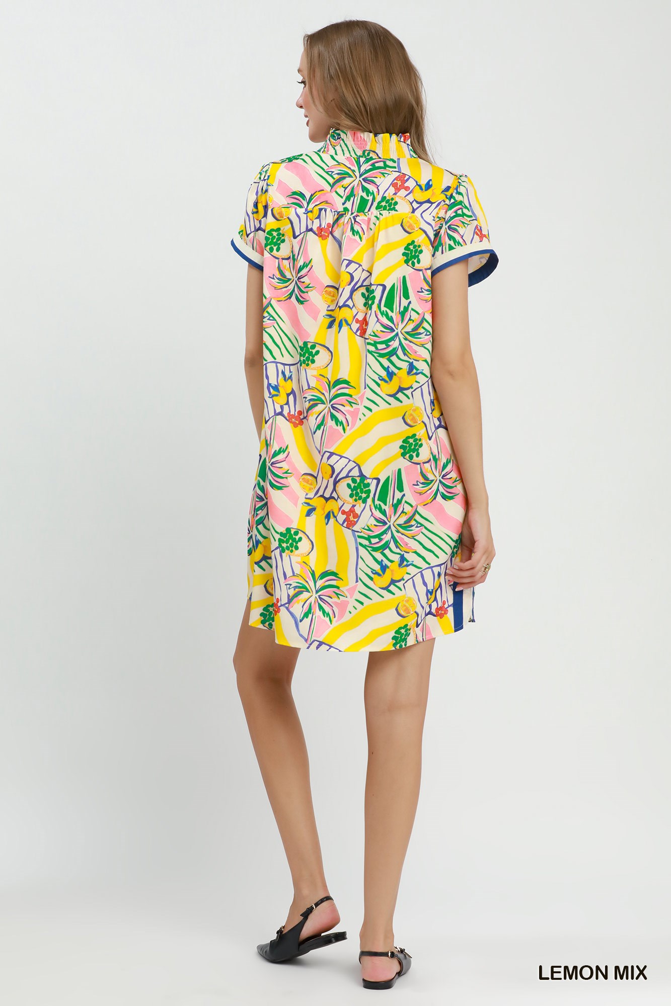 Tropical Print Collared Shift Dress, image 3
