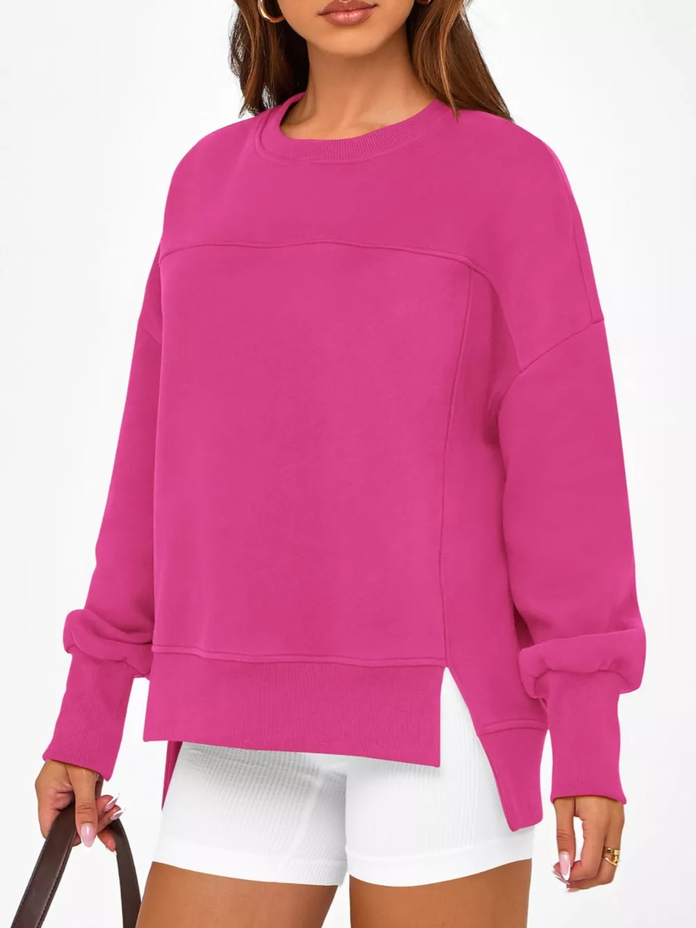 Casual Loose Side Slit Sweatshirt, image 17
