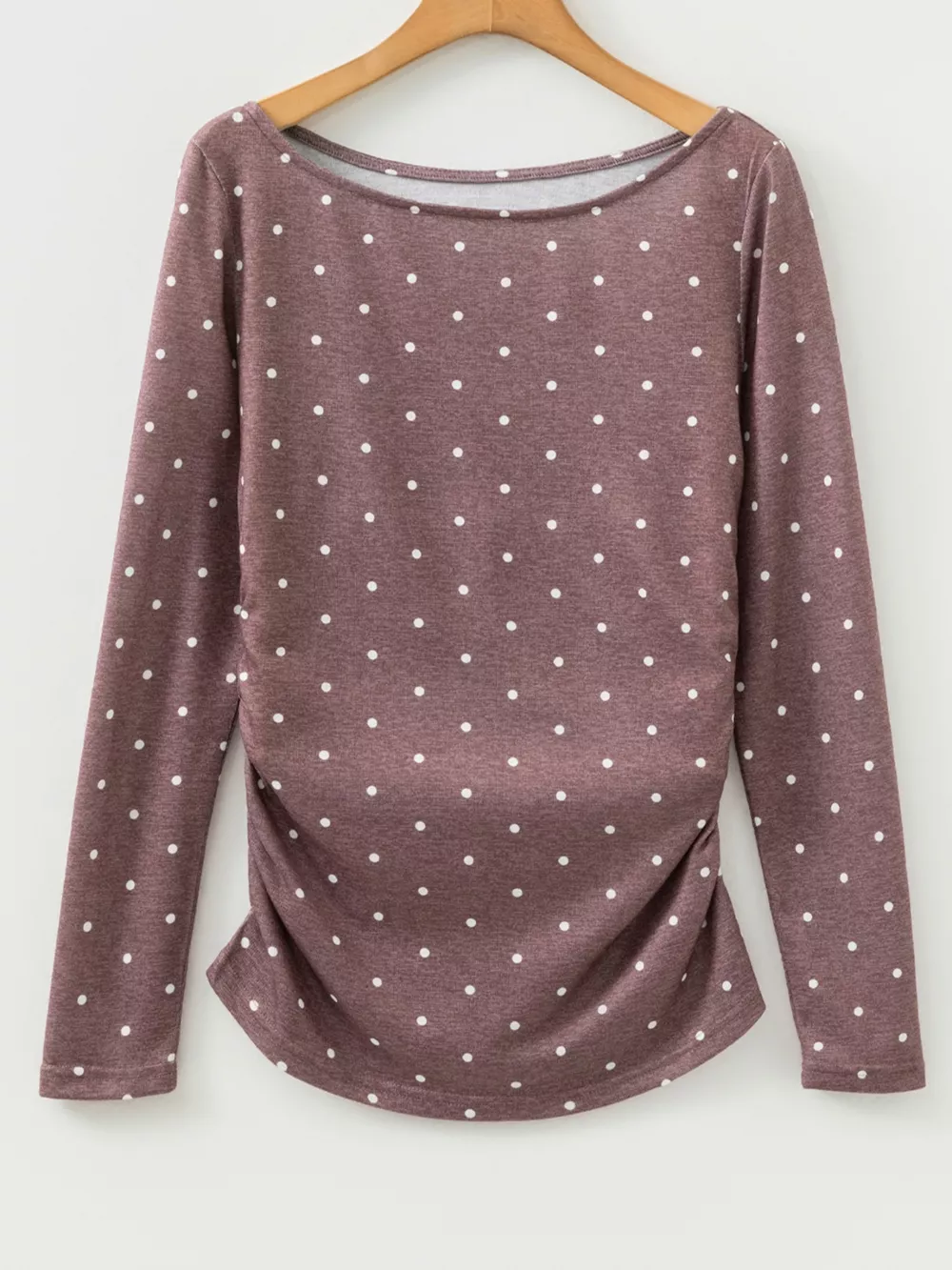 Polka Dot Boat Neck Knit Long Sleeve T Shirt, image 15