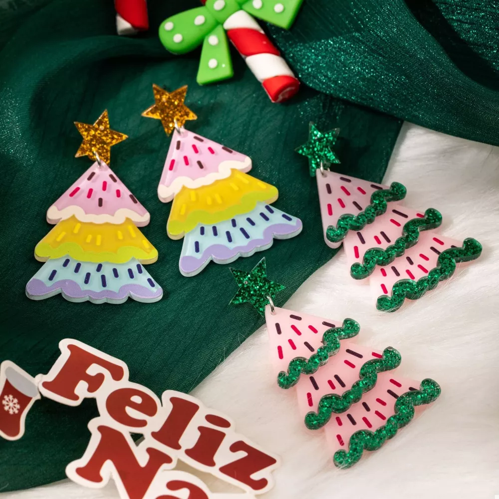 Christmas Tree Dangle Earrings, image 3