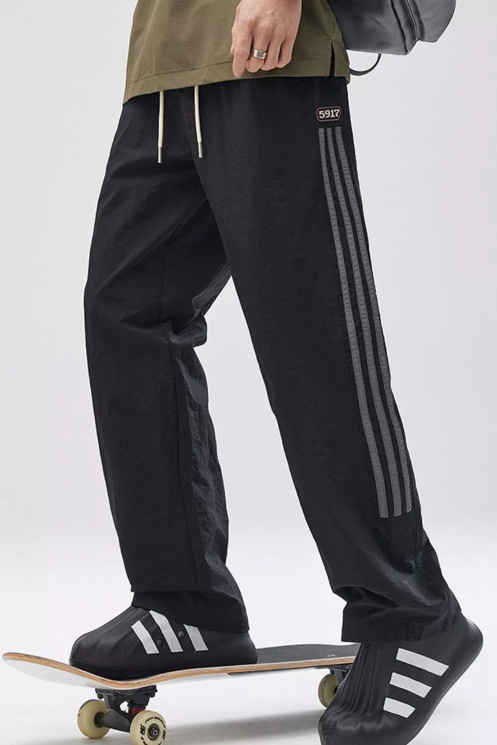 Men's Full Size Striped Casual Wide Leg Pants Plus Size