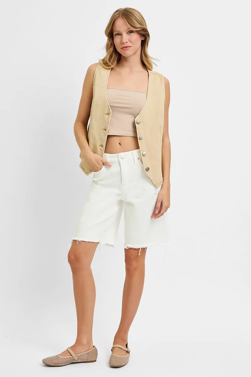 Full Size V Neck Button Down Vest Plus Size, image 6