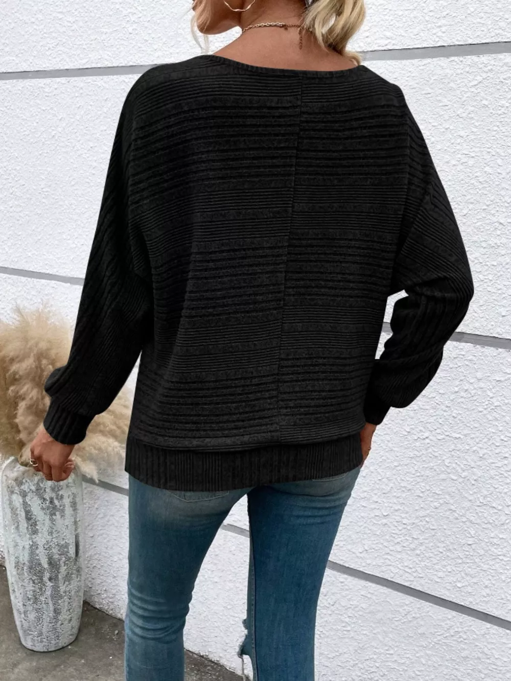 Relaxed Fit Ribbed Knit T-Shirt, image 10