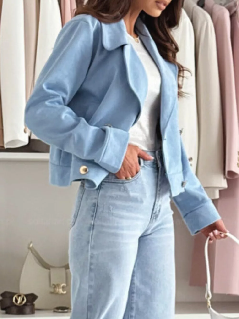 Chic Double-Breasted Cropped Jacket, image 9