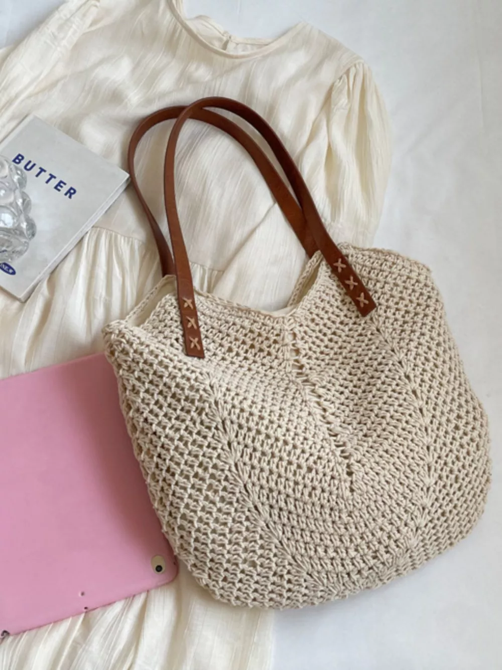 Crochet Knit Shoulder Bag, image 7