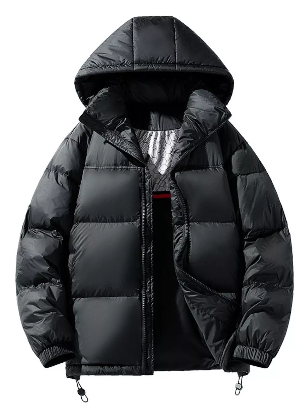 Men's Full Size Contrast Hooded Zip Up Down Jacket Plus Size, image 2