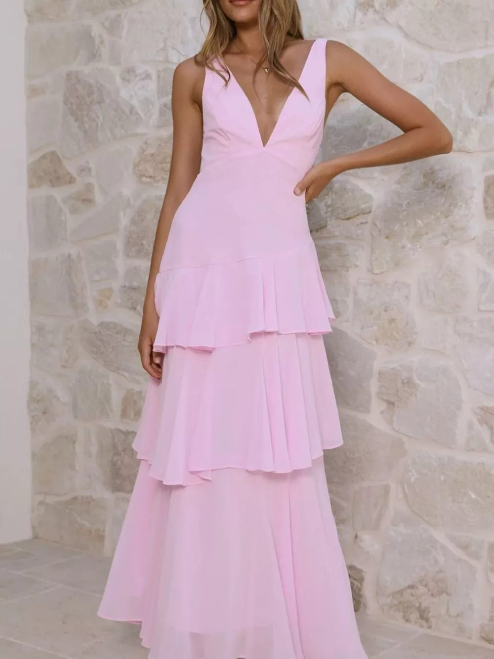 Sleeveless Ruffled Layered Backless Maxi Dress, image 12