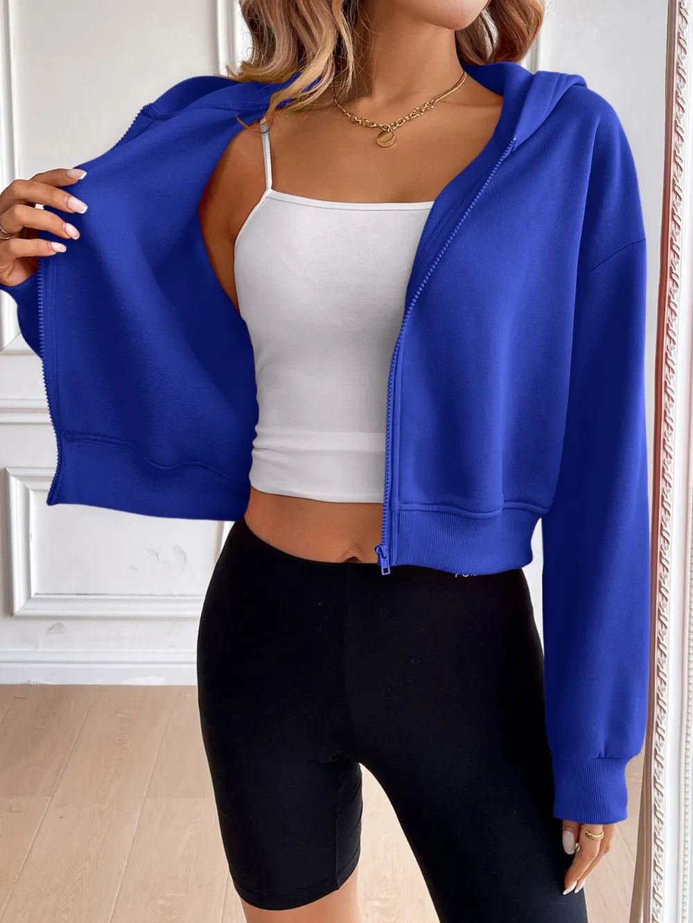Zip Up Dropped Shoulder Hooded Jacket, image 23